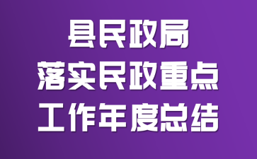 縣民政局落實(shí)民政重點(diǎn)工作年度總結(jié)